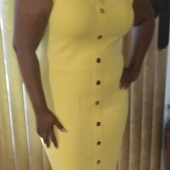 New York & Company Yellow Sleeveless Dress w/Buttons XL - Picture 16 of 16